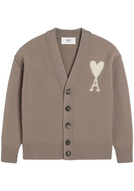 Cardigan Ami De Coeur in grigio Ami paris - unisex AMI PARIS | UKC090KN00900957